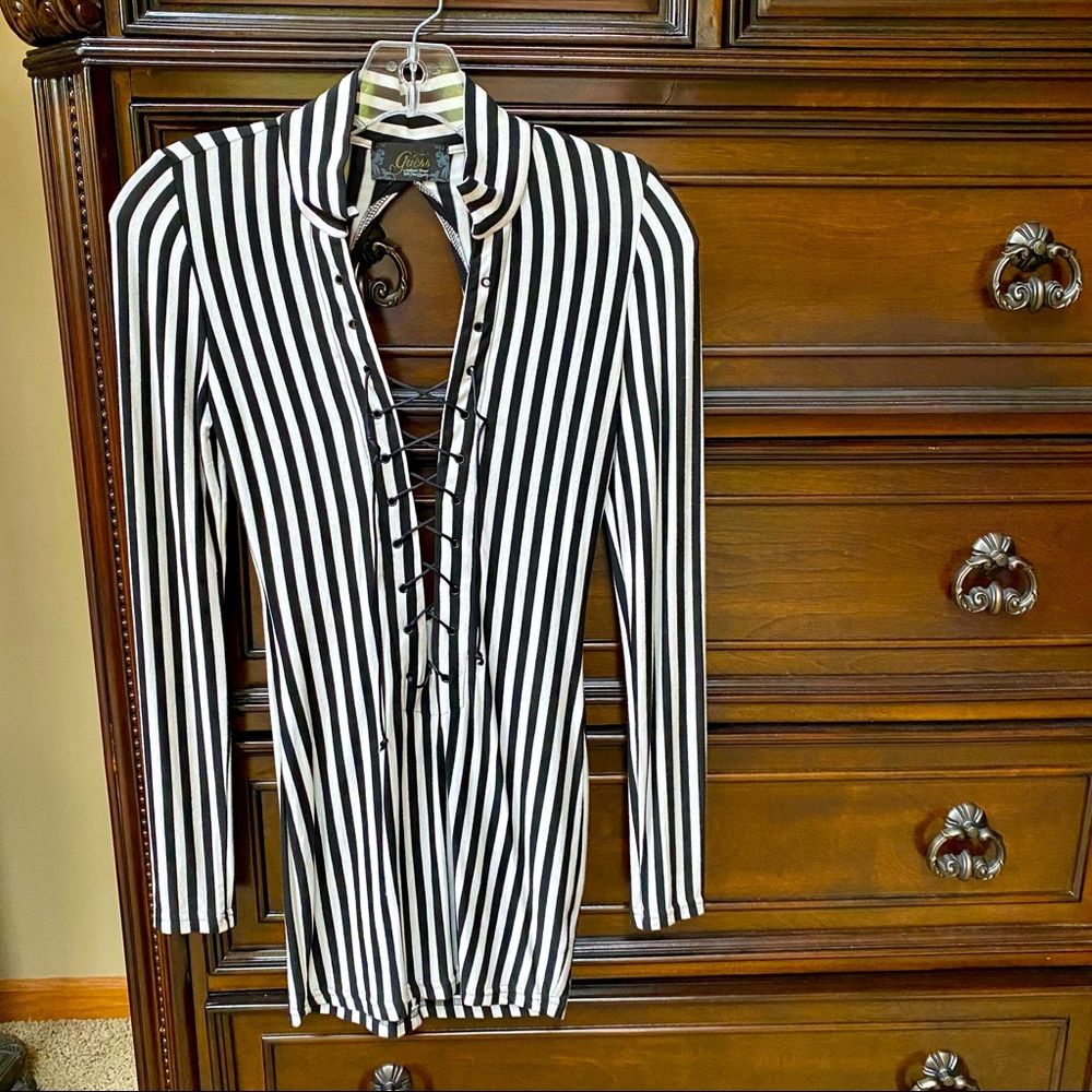 Guess Striped Lace Up Tunic | XS